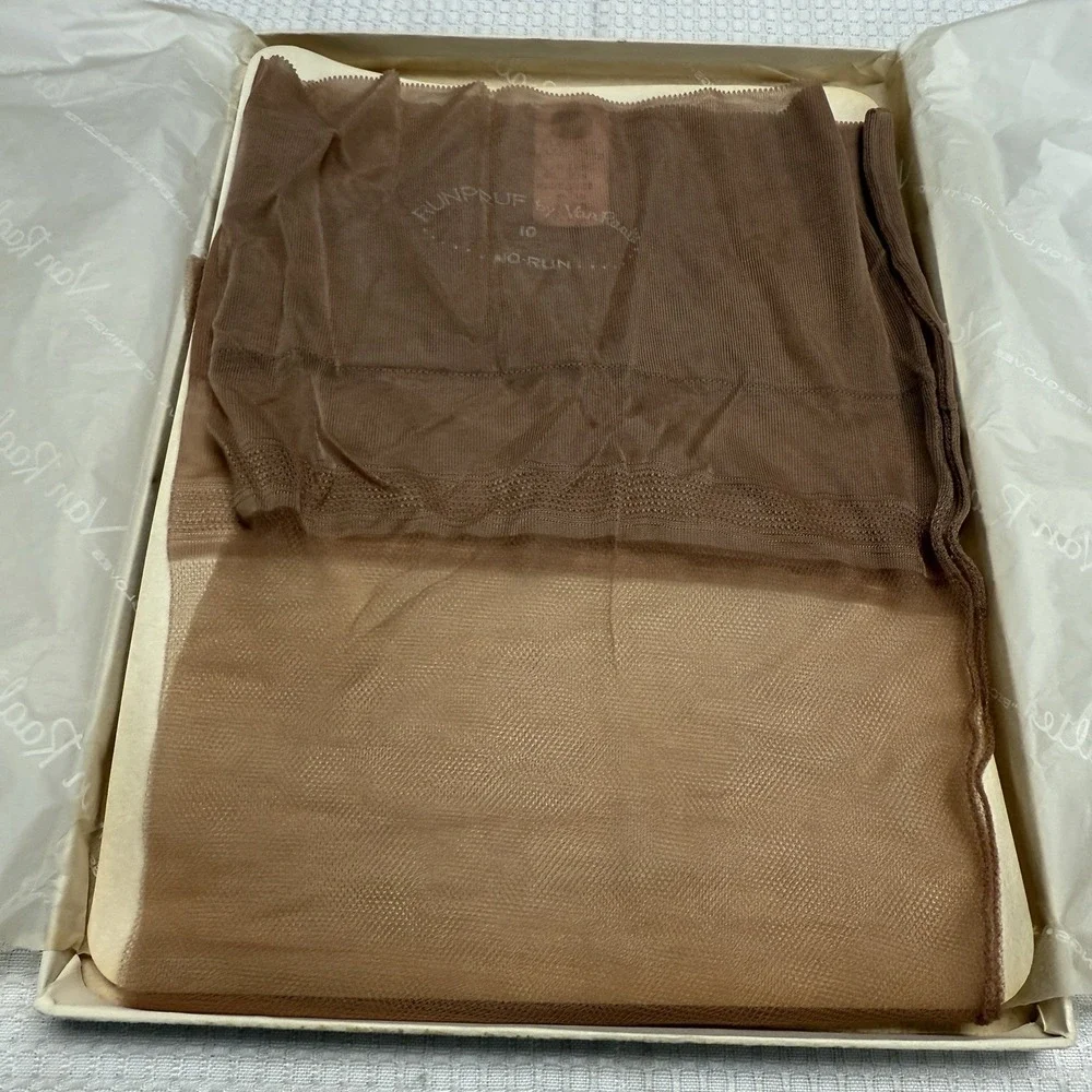 Vtg 50s VAN RAALTE Runpruf 15 Highlight 10 Nylon Hose Stockings Seam‎ New 1 Box